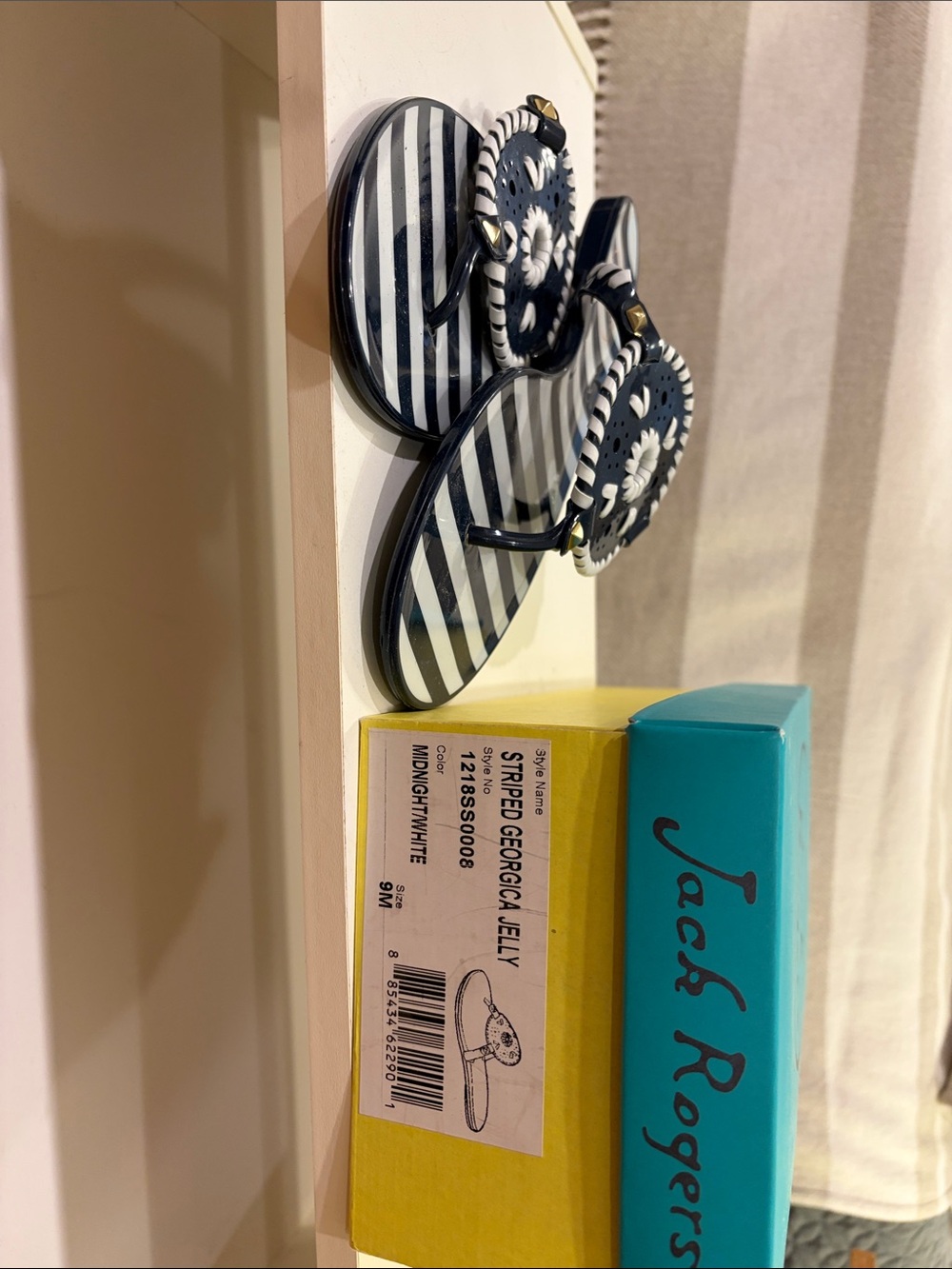 Jack Rogers Midnight/White Striped Jelly Flip Flops